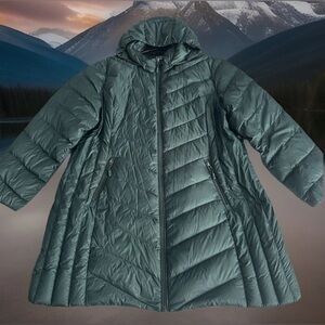 32 Degrees Womens Forrest Green Hooded Down Puffer Coat Sz XXL Lightweight